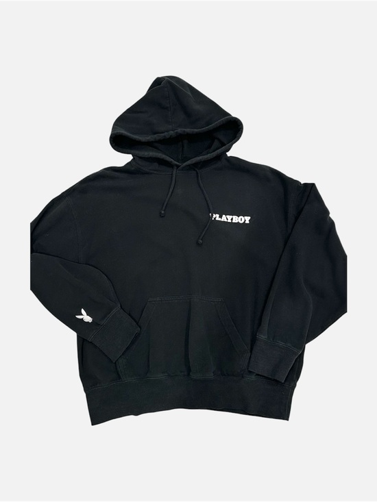 PLAYBOY Tops - PLAYBOY Black Pullover Hoodie with White Logo